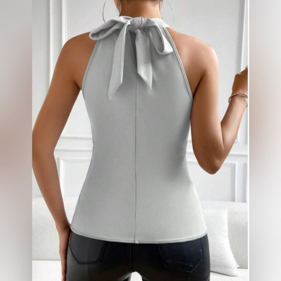 Silver Tie Back Sequin Halter Top - Picture 3 of 9